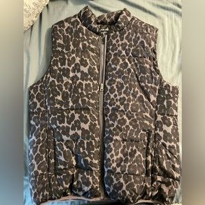 Grey Cheetah Print Puffer Vest